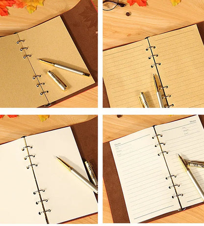 🍁 Vintage Leather Journal with Maple Leaf Design