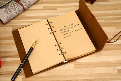 🍁 Vintage Leather Journal with Maple Leaf Design