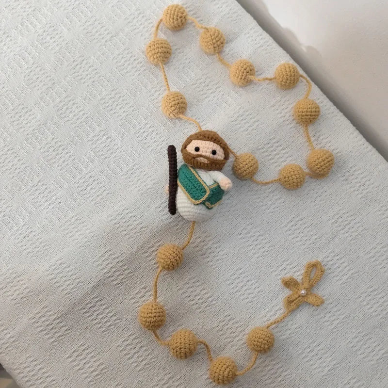 Handmade Crochet Mini Rosary – Floral Rosary with Soft Amigurumi Charm