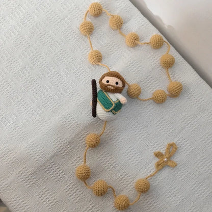 Handmade Crochet Mini Rosary – Floral Rosary with Soft Amigurumi Charm