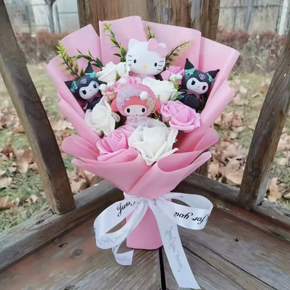 Hello Kitty Crochet Flower Bouquet – Cute Handmade Gift Arrangement