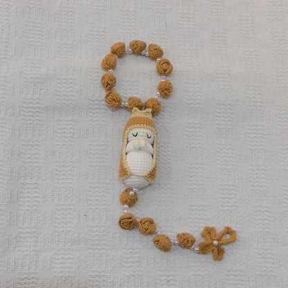 Handmade Crochet Mini Rosary – Floral Rosary with Soft Amigurumi Charm