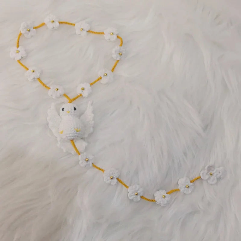 Handmade Crochet Mini Rosary – Floral Rosary with Soft Amigurumi Charm