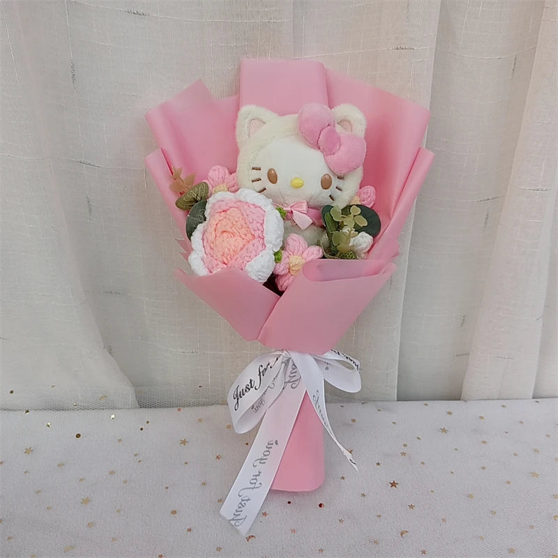 Hello Kitty Crochet Flower Bouquet – Cute Handmade Gift Arrangement