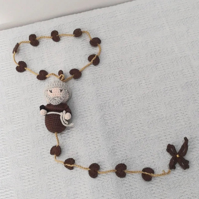 Handmade Crochet Mini Rosary – Floral Rosary with Soft Amigurumi Charm