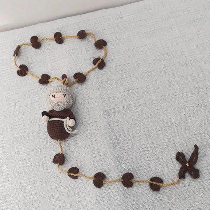 Handmade Crochet Mini Rosary – Floral Rosary with Soft Amigurumi Charm