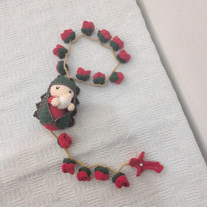 Handmade Crochet Mini Rosary – Floral Rosary with Soft Amigurumi Charm