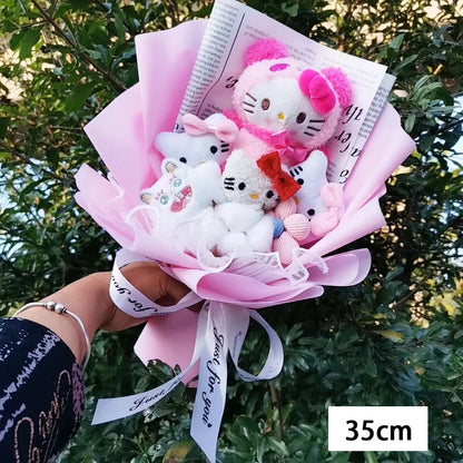 Hello Kitty Crochet Flower Bouquet – Cute Handmade Gift Arrangement