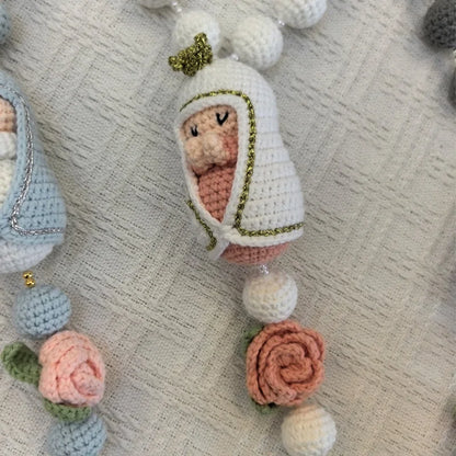 Handmade Crochet Mini Rosary – Floral Rosary with Soft Amigurumi Charm