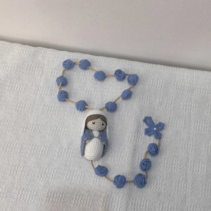 Handmade Crochet Mini Rosary – Floral Rosary with Soft Amigurumi Charm