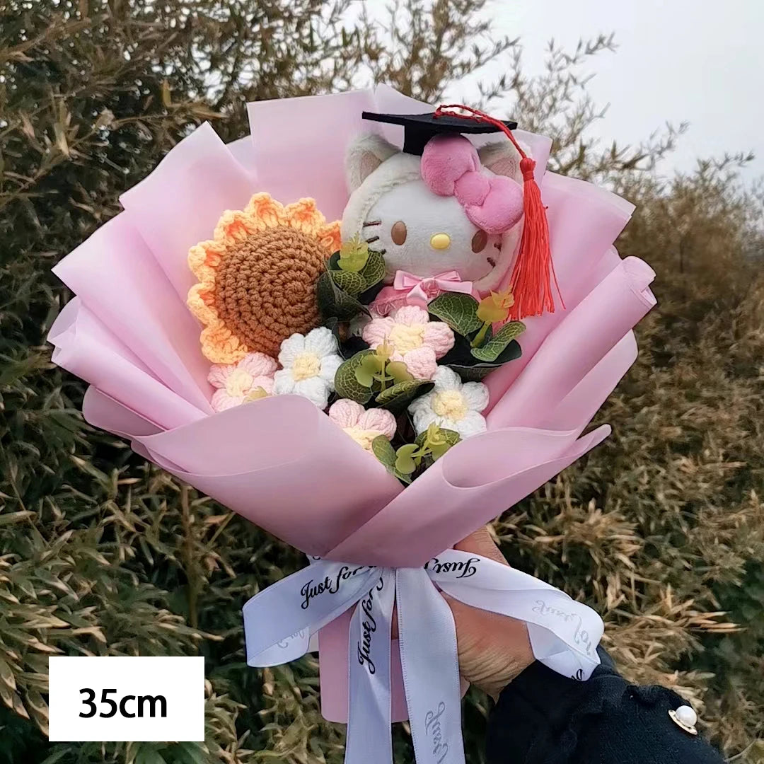 Hello Kitty Crochet Flower Bouquet – Cute Handmade Gift Arrangement
