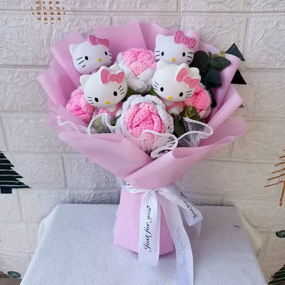 Hello Kitty Crochet Flower Bouquet – Cute Handmade Gift Arrangement