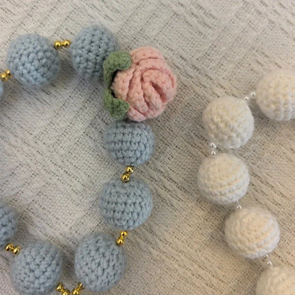 Handmade Crochet Mini Rosary – Floral Rosary with Soft Amigurumi Charm