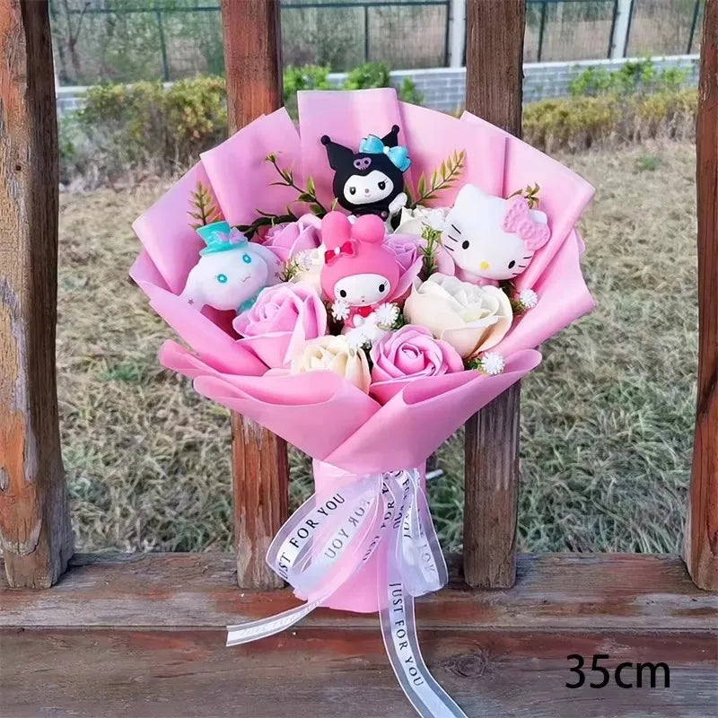 Hello Kitty Crochet Flower Bouquet – Cute Handmade Gift Arrangement