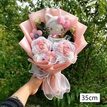 Hello Kitty Crochet Flower Bouquet – Cute Handmade Gift Arrangement