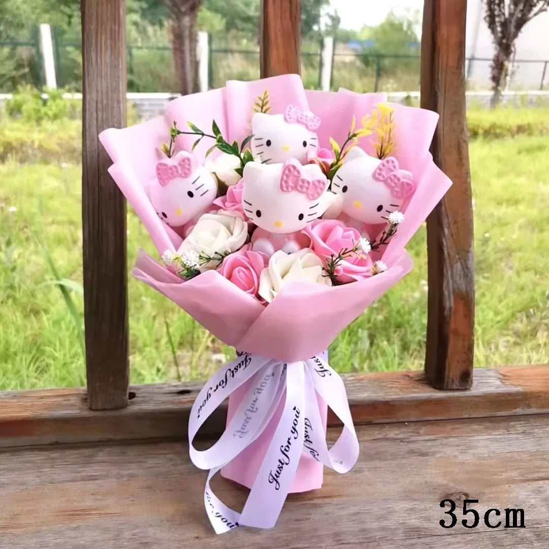 Hello Kitty Crochet Flower Bouquet – Cute Handmade Gift Arrangement