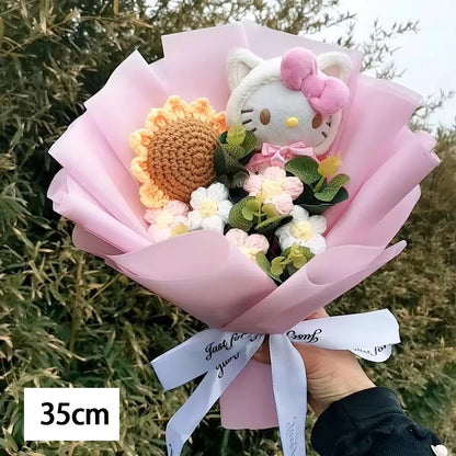 Hello Kitty Crochet Flower Bouquet – Cute Handmade Gift Arrangement