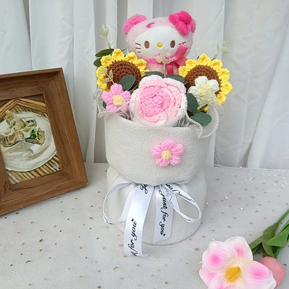 Hello Kitty Crochet Flower Bouquet – Cute Handmade Gift Arrangement