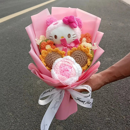 Hello Kitty Crochet Flower Bouquet – Cute Handmade Gift Arrangement