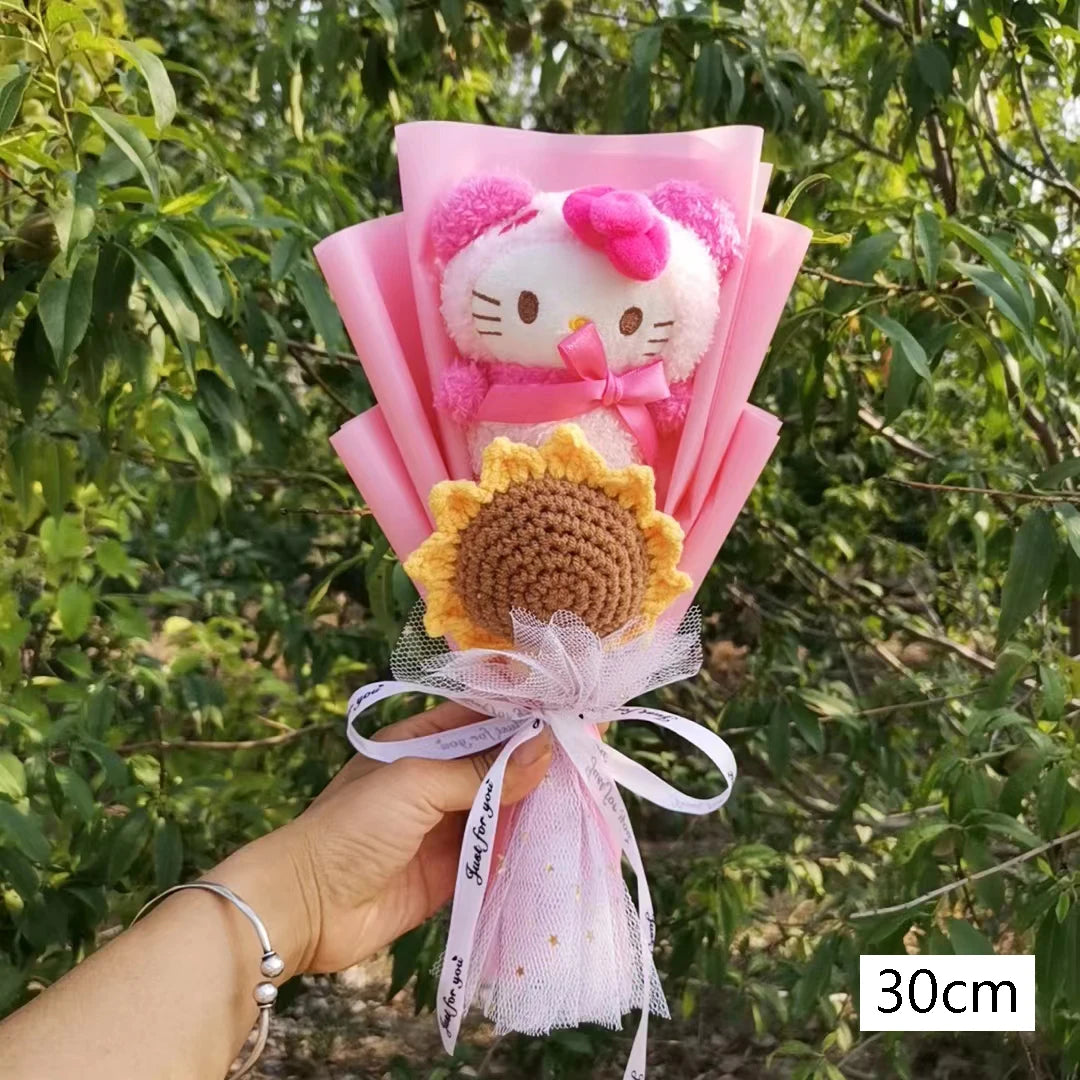 Hello Kitty Crochet Flower Bouquet – Cute Handmade Gift Arrangement