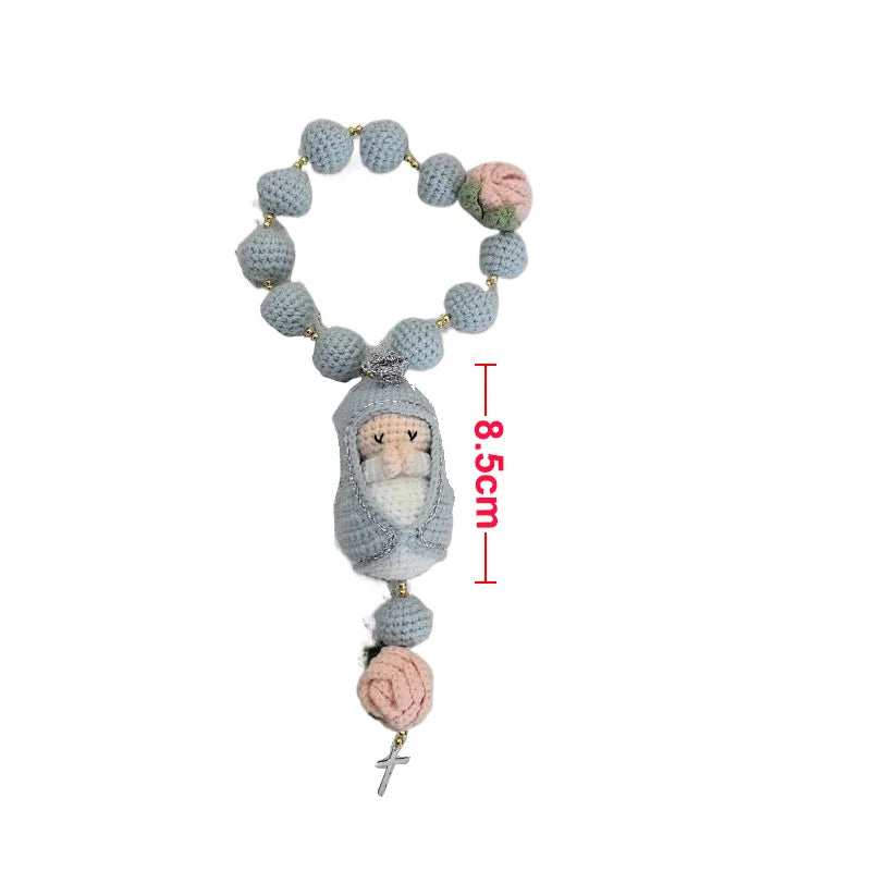 Handmade Crochet Mini Rosary – Floral Rosary with Soft Amigurumi Charm