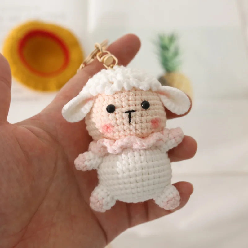 Cute Handmade Crochet Sheep Keychain – Soft Knitted Charm