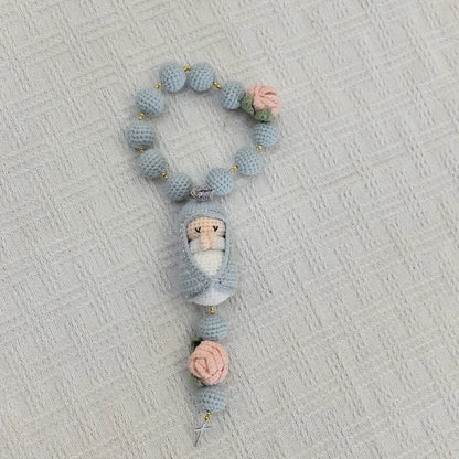 Handmade Crochet Mini Rosary – Floral Rosary with Soft Amigurumi Charm