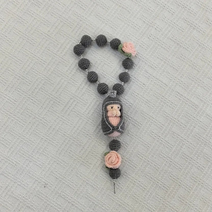 Handmade Crochet Mini Rosary – Floral Rosary with Soft Amigurumi Charm